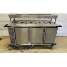 Rieber mobile workbench with cooling function, stainless steel, 3 doors and salad bar, 174 cm, 230 V
