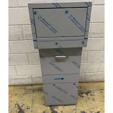 130 liter waste bin with wheels, Premium-line, push-button lid, Stainless steel HCB