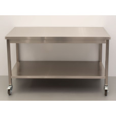 HCB mobile workbench on wheels, 140 x 70 x 85 cm Stainless steel