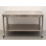 HCB mobile workbench on wheels, 140 x 70 x 85 cm Stainless steel