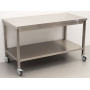HCB mobile workbench on wheels, 140 x 70 x 85 cm Stainless steel