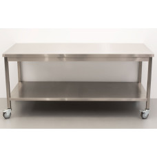 HCB mobile workbench on wheels, 180 x 70 x 85 cm Stainless steel
