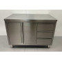HCB 120cm work cabinet - work table, 2 folding doors and 3 drawers, Stainless steel