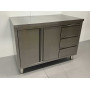 HCB 120cm work cabinet - work table, 2 folding doors and 3 drawers, Stainless steel