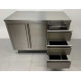 HCB 120cm work cabinet - work table, 2 folding doors and 3 drawers, Stainless steel