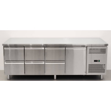 HCB 223 cm workbench with cooling function, 6 drawers and 1 door, 230 V Stainless steel