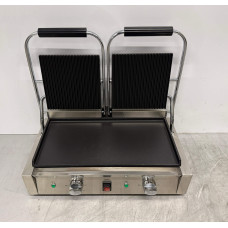 Double contact panini grill with ridges 230V Buffalo Stainless steel