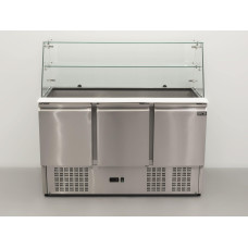 137 cm Salad cabinet with refrigerated worktop, 3 doors, 1/1 GN, glass top, 230V HCB Stainless steel