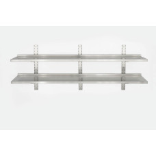 Double wall shelf 200 x 30 cm HCB Stainless steel