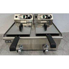 Stainless steel double fryer, 2 x 8.5 liters