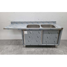 200 cm Sink with double sink, Premium-line, Stainless steel HCB