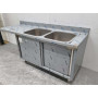 200 cm Sink with double sink, Premium-line, Stainless steel HCB