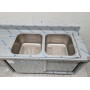 200 cm Sink with double sink, Premium-line, Stainless steel HCB
