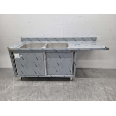 200 cm Sink with double sink, 2 sliding doors, Premium-line, Stainless steel HCB