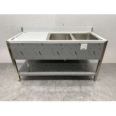 160 cm Vanity unit with double sink Premium-line Stainless steel HCB