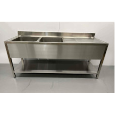Welded model 200 cm Vanity unit with double sink Premium-line Stainless steel HCB