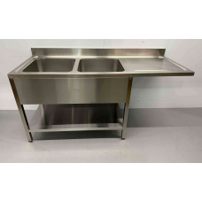 Vanity table with double sink Premium-line 180 cm Stainless steel HCB