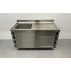 140 cm Sink with 2 sliding doors Premium-line Stainless steel HCB