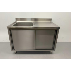 120 cm Sink with 2 sliding doors Premium-line Stainless steel HCB
