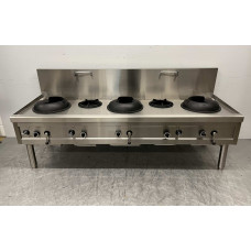 Wok table stove 5 burners 100.9 kW 245 cm Stainless steel
