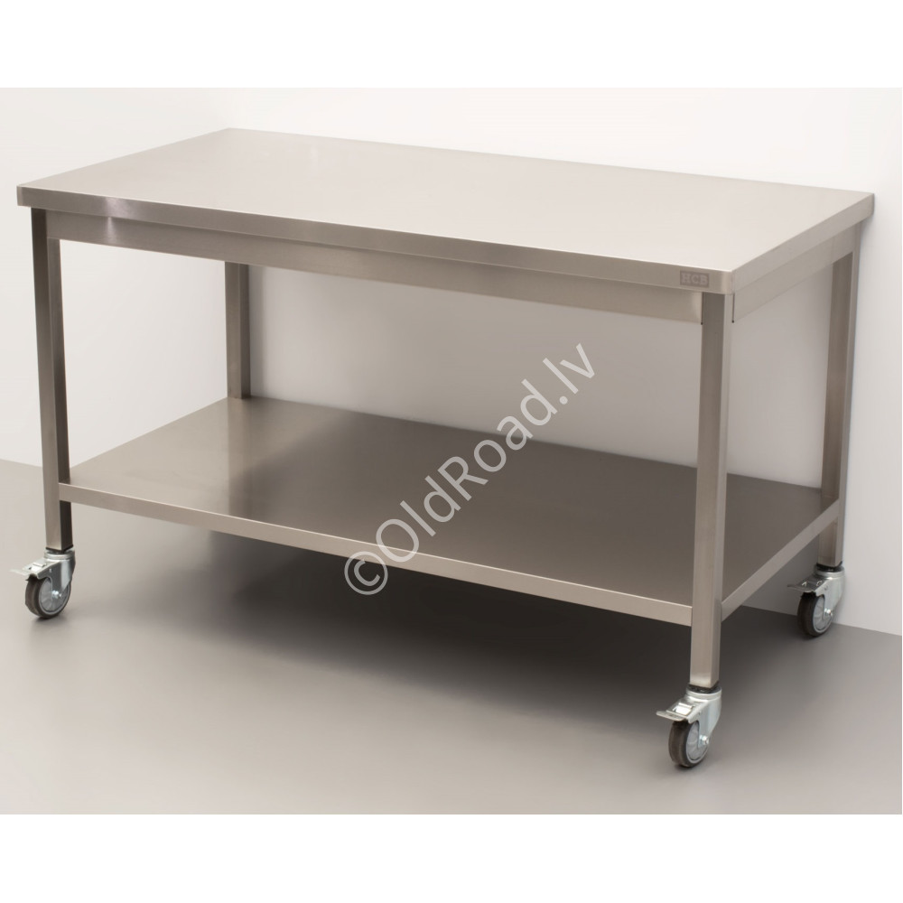 HCB mobile workbench on wheels, 140 x 70 x 85 cm Stainless steel