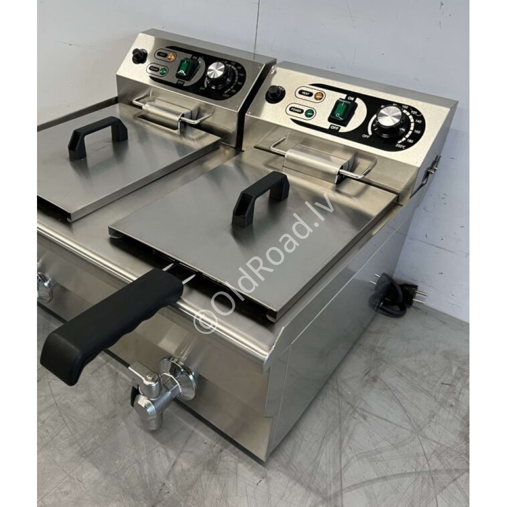 Stainless steel double fryer, 2 x 8.5 liters