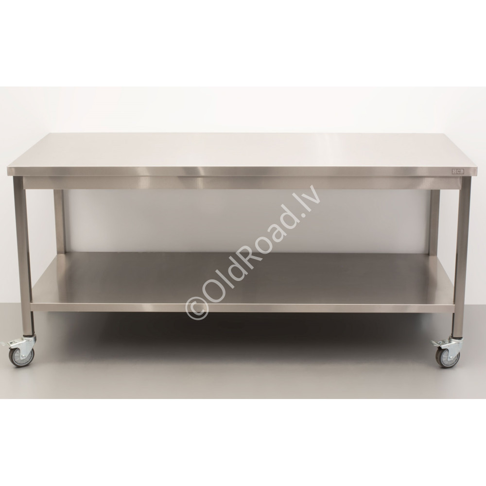 HCB mobile workbench on wheels, 180 x 70 x 85 cm Stainless steel