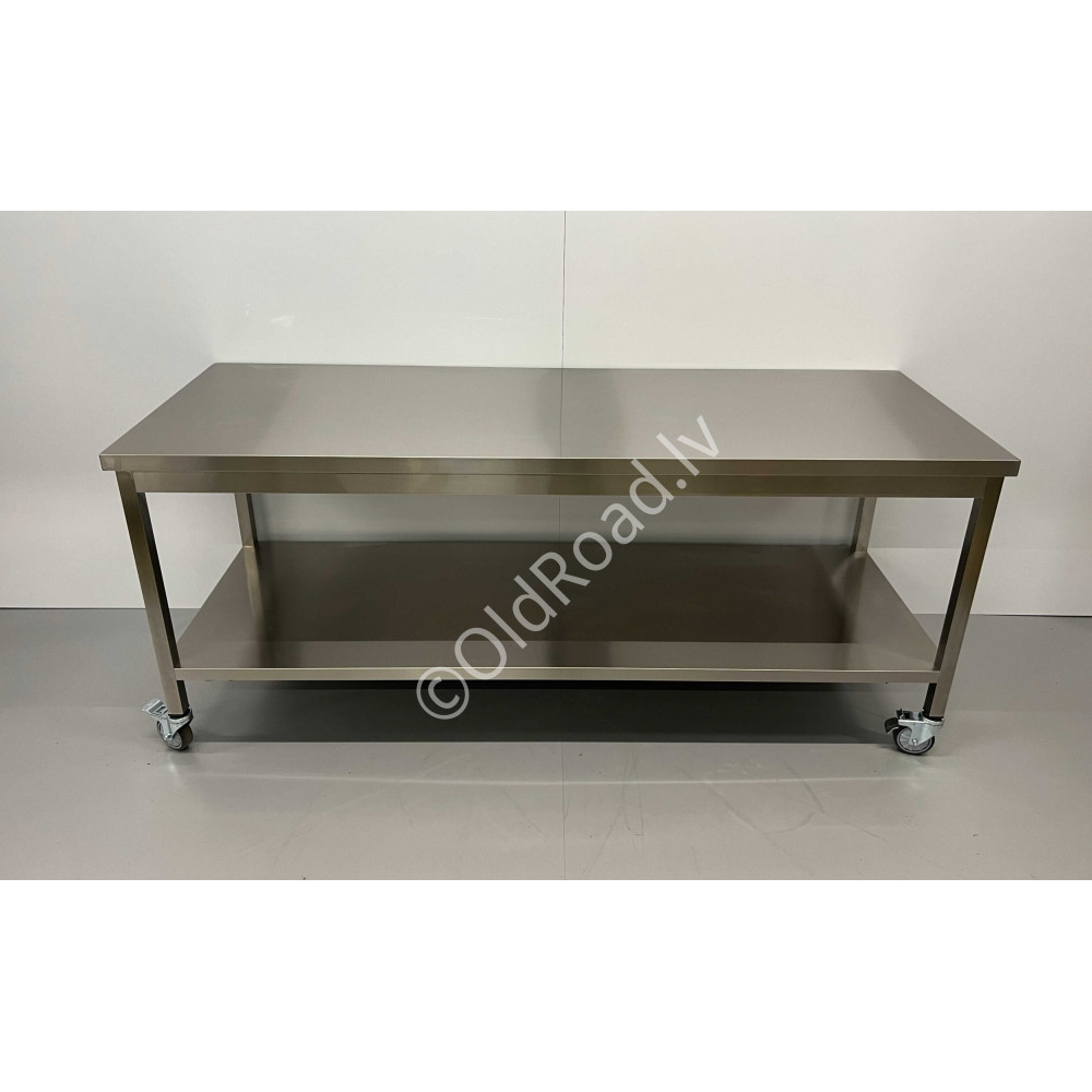 HCB mobile workbench on wheels, 200 x 70 x 85 cm Stainless steel