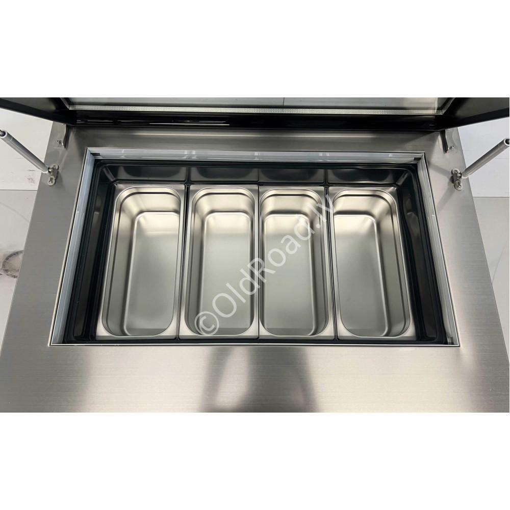 87 cm Ice Cream Display Case with Scoop, Top Freezer, 4 x 5 Litres (1/3 GN), 230V Stainless Steel HCB