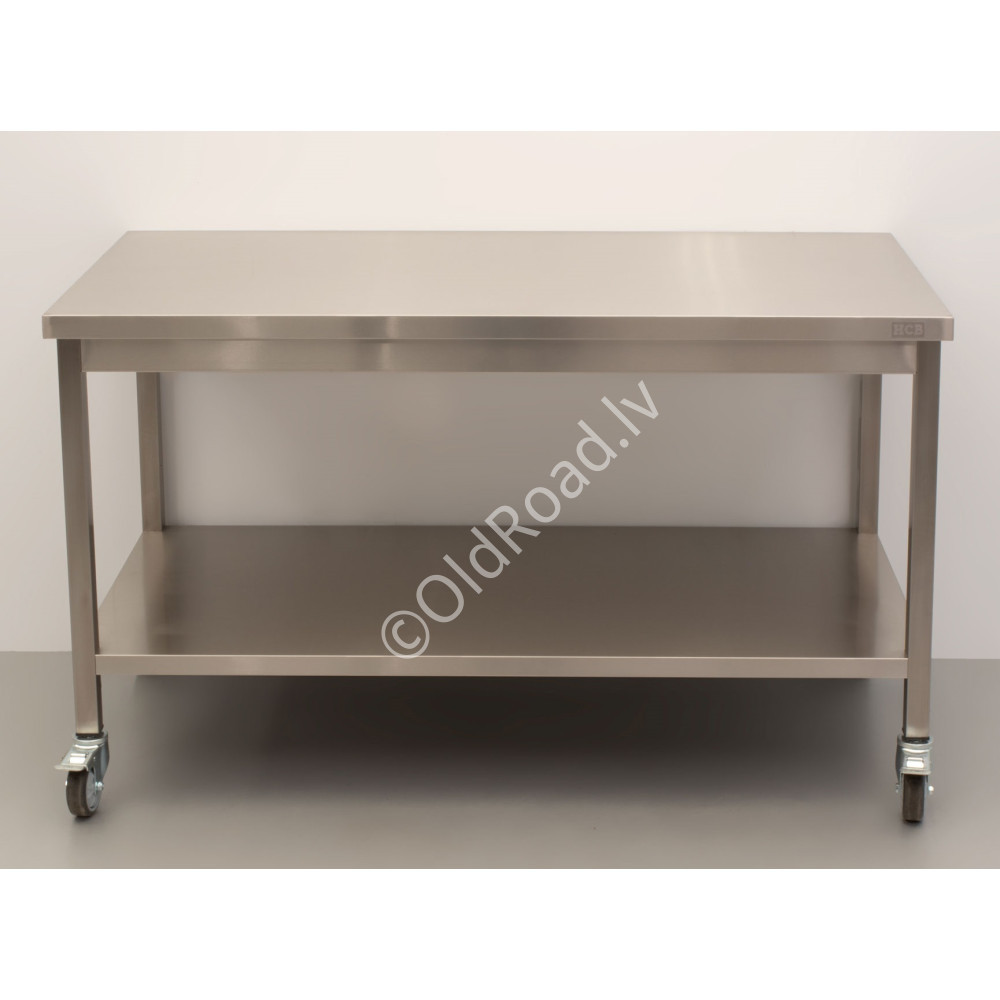 HCB mobile workbench on wheels, 140 x 70 x 85 cm Stainless steel