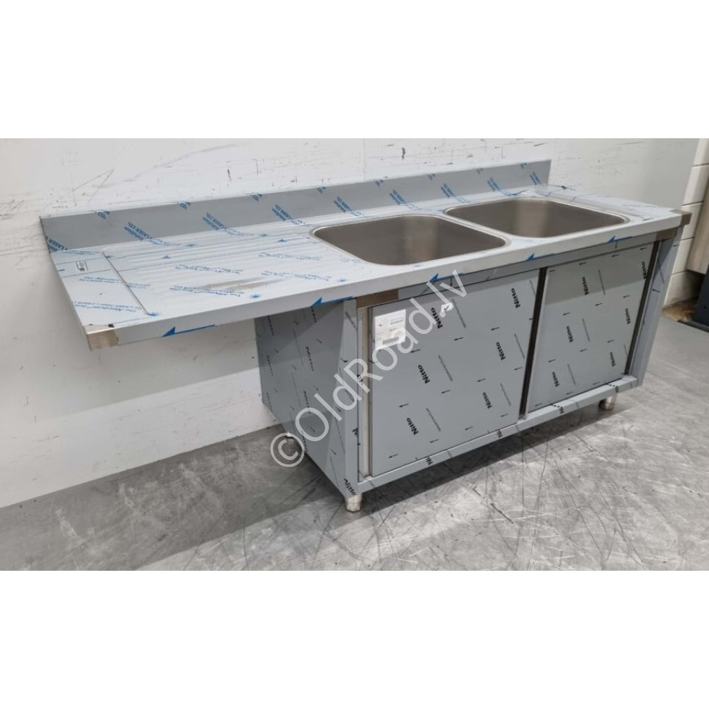 200 cm Sink with double sink, Premium-line, Stainless steel HCB