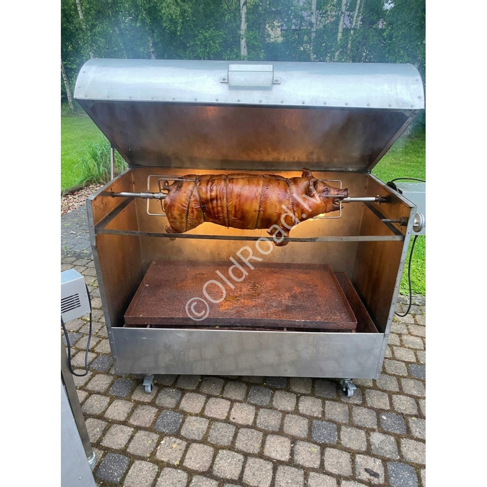 Charcoal grill with rotating spit