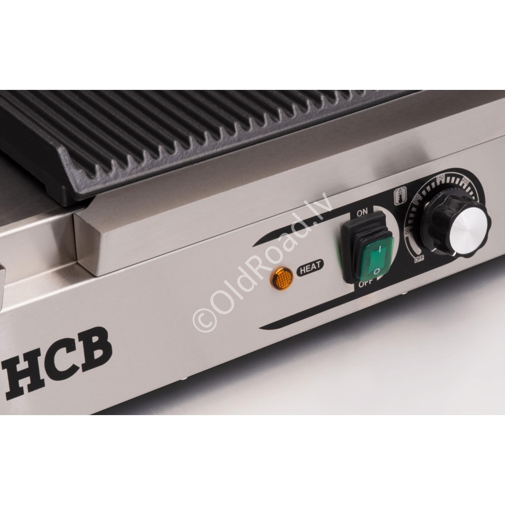 HCB double contact grill Panini grill XXL ribbed 230V Stainless steel