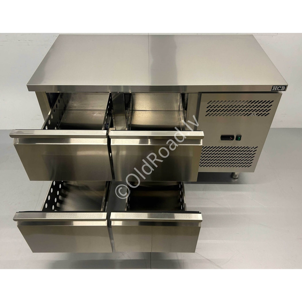 HCB 136cm workbench with cooling, 4 drawers, 230 V Stainless steel