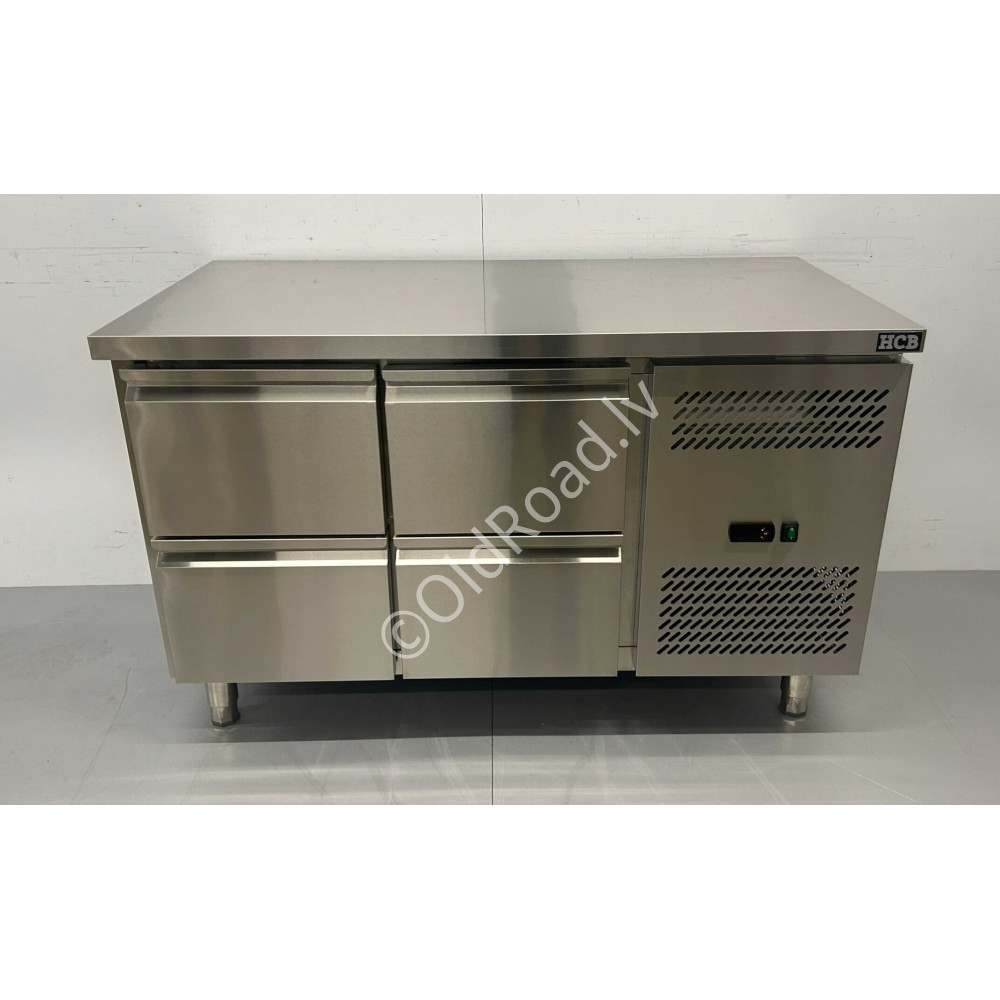HCB 136cm workbench with cooling, 4 drawers, 230 V Stainless steel