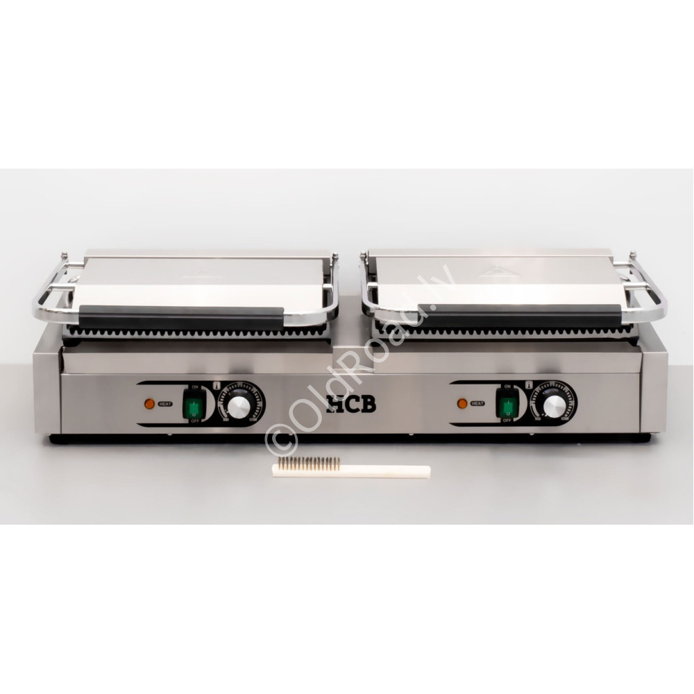 HCB double contact grill Panini grill XXL ribbed 230V Stainless steel