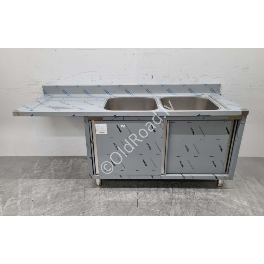 200 cm Sink with double sink, Premium-line, Stainless steel HCB