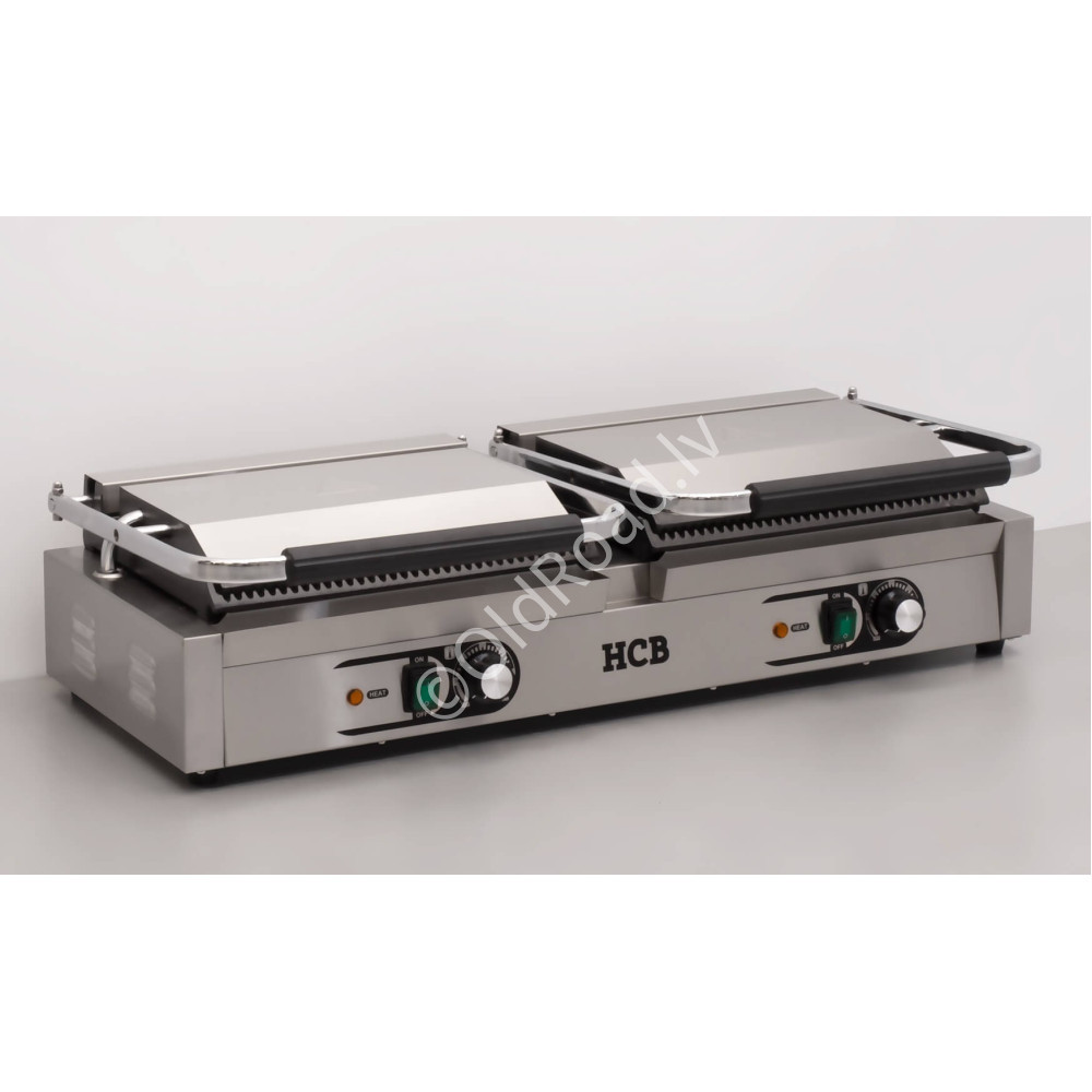 HCB double contact grill Panini grill XXL ribbed 230V Stainless steel