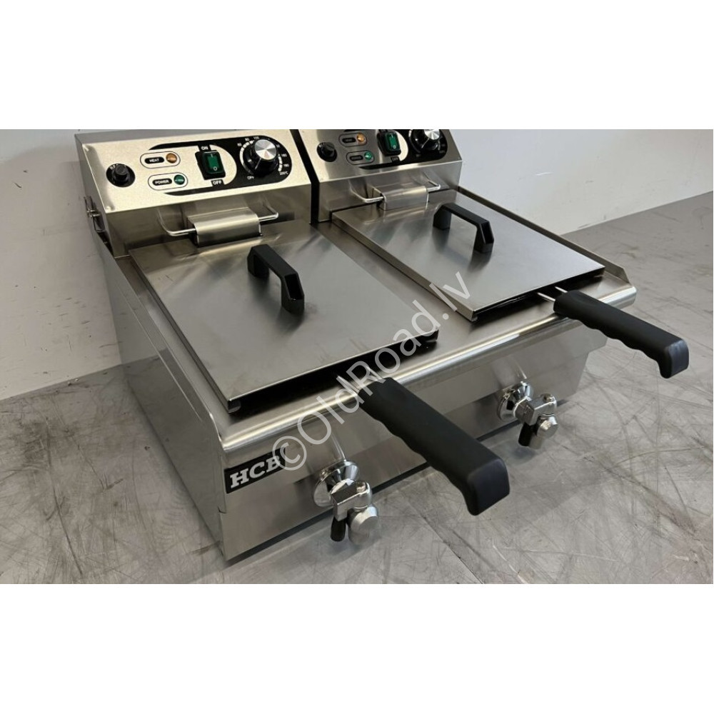 Stainless steel double fryer, 2 x 8.5 liters