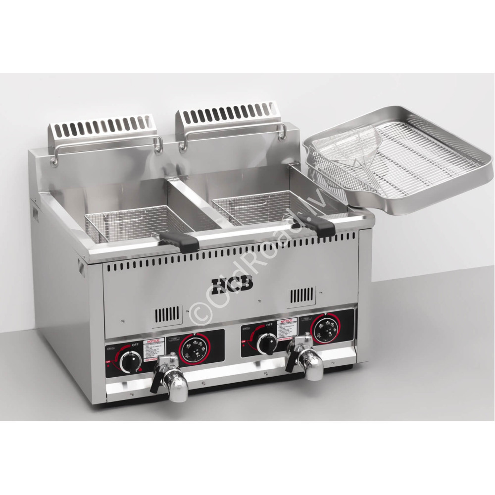 HCB double gas fryer for frying 2 x 21 liters Stainless steel