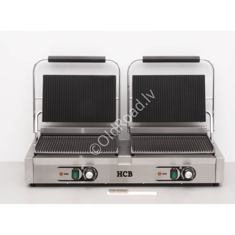 HCB double contact grill Panini grill XXL ribbed 230V Stainless steel