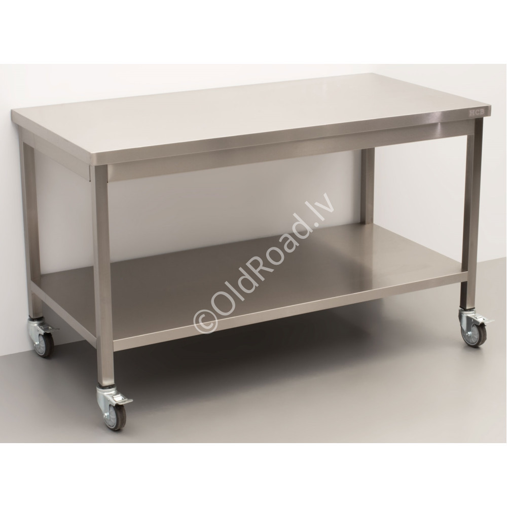 HCB mobile workbench on wheels, 140 x 70 x 85 cm Stainless steel