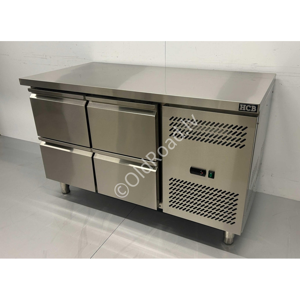 HCB 136cm workbench with cooling, 4 drawers, 230 V Stainless steel