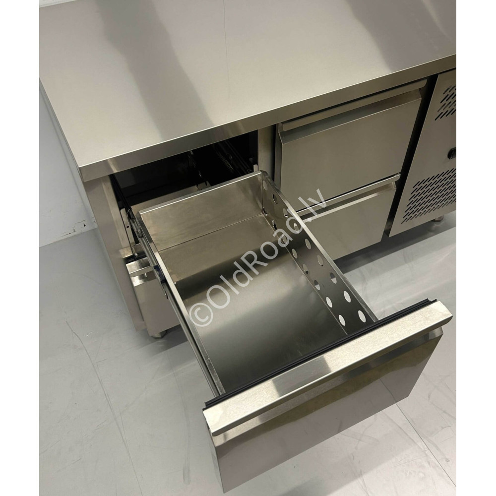 HCB 136cm workbench with cooling, 4 drawers, 230 V Stainless steel