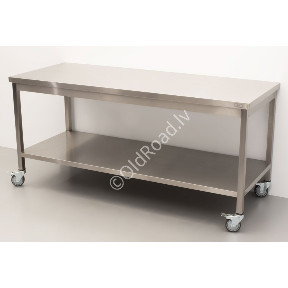 HCB mobile workbench on wheels, 180 x 70 x 85 cm Stainless steel