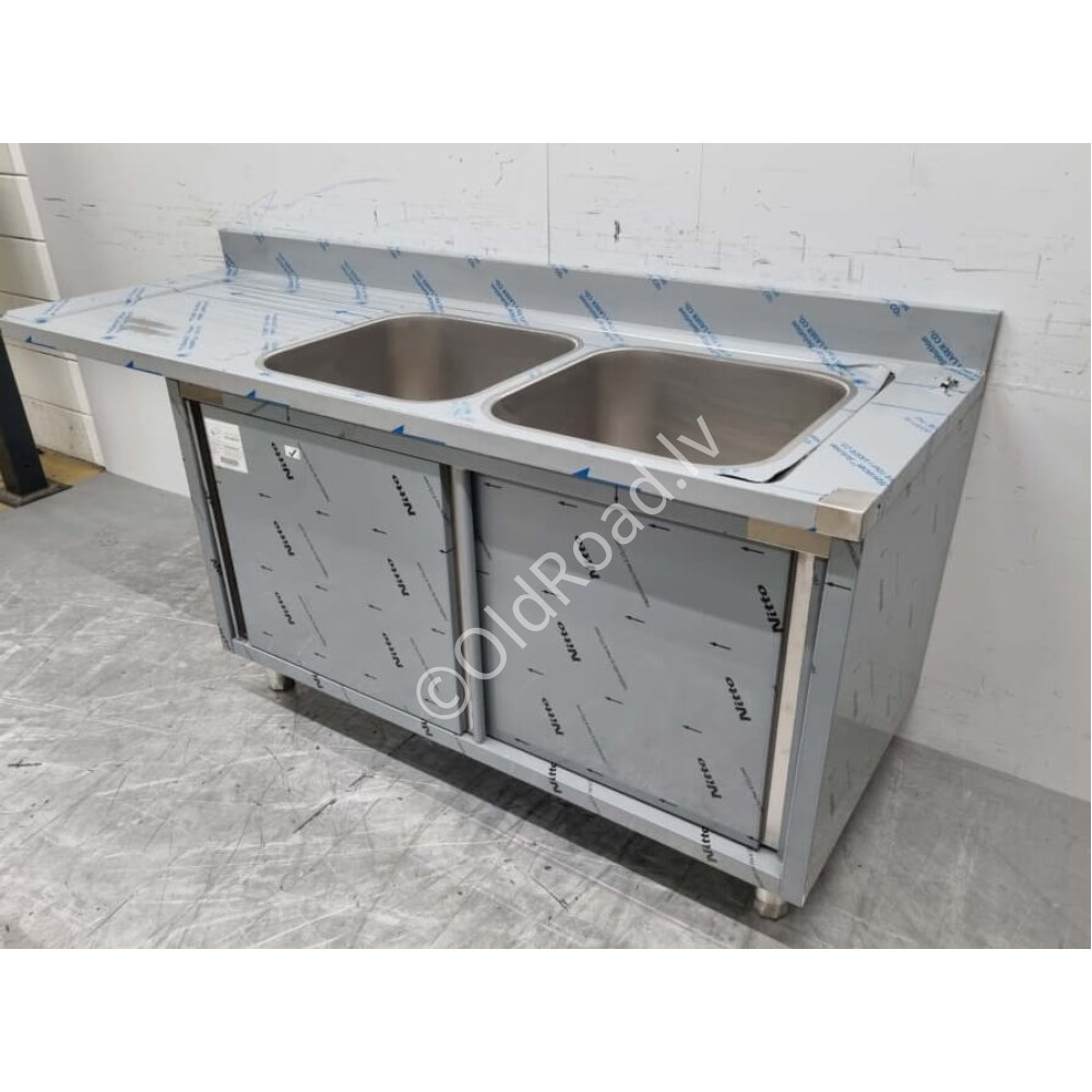 200 cm Sink with double sink, Premium-line, Stainless steel HCB