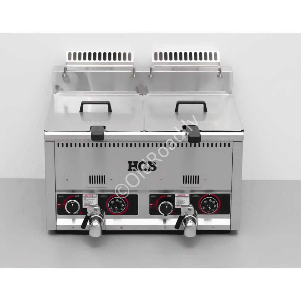 HCB double gas fryer for frying 2 x 21 liters Stainless steel