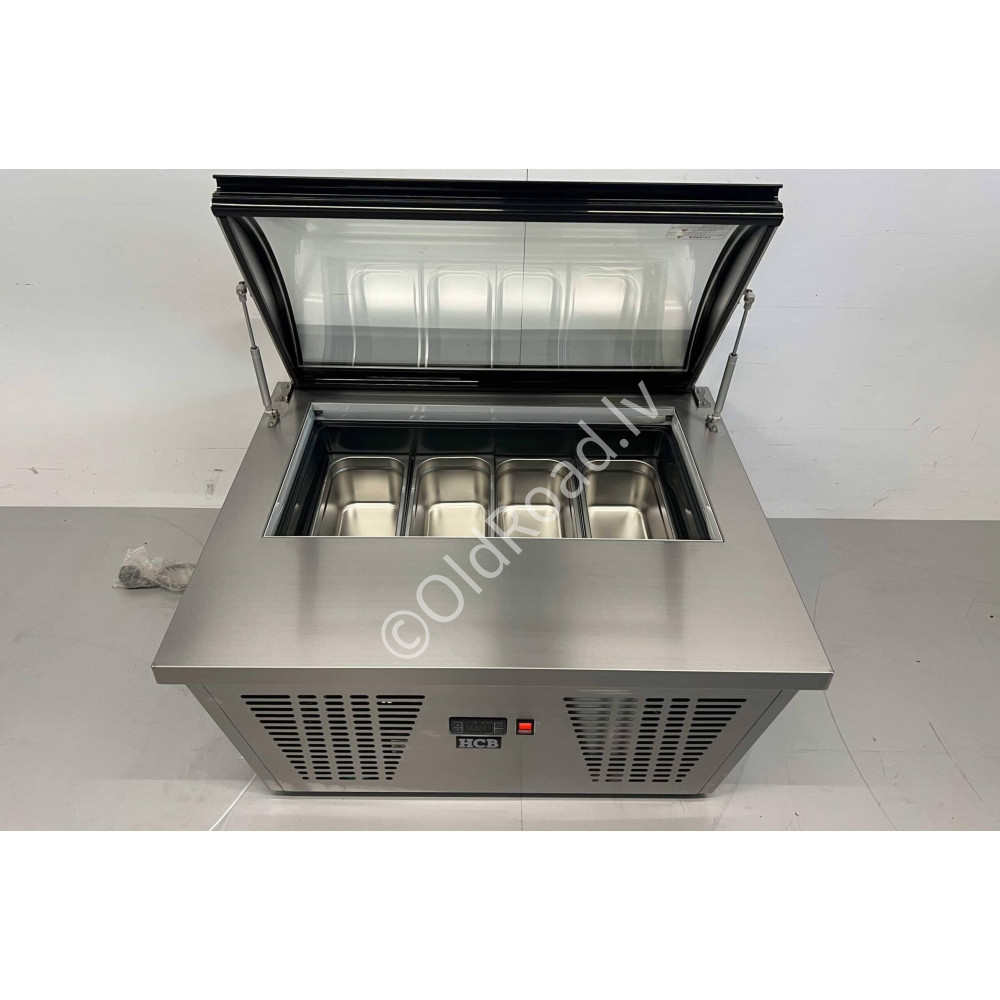 87 cm Ice Cream Display Case with Scoop, Top Freezer, 4 x 5 Litres (1/3 GN), 230V Stainless Steel HCB