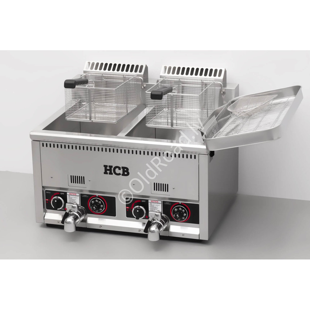HCB double gas fryer for frying 2 x 21 liters Stainless steel