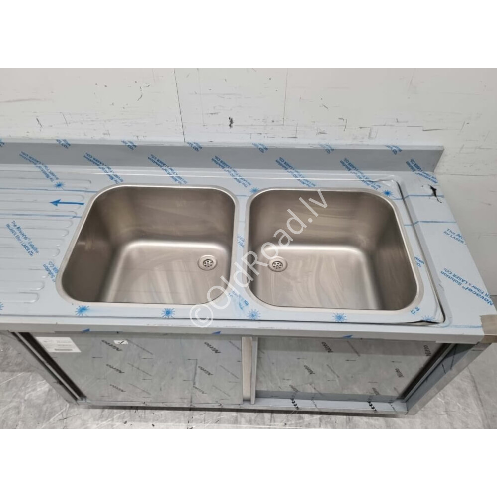 200 cm Sink with double sink, Premium-line, Stainless steel HCB